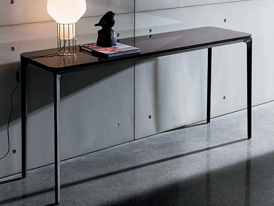 SLIM 4 LEGS Rectangular glass console table