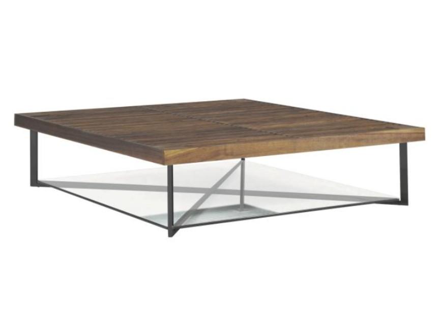 PONTON Low square walnut coffee table