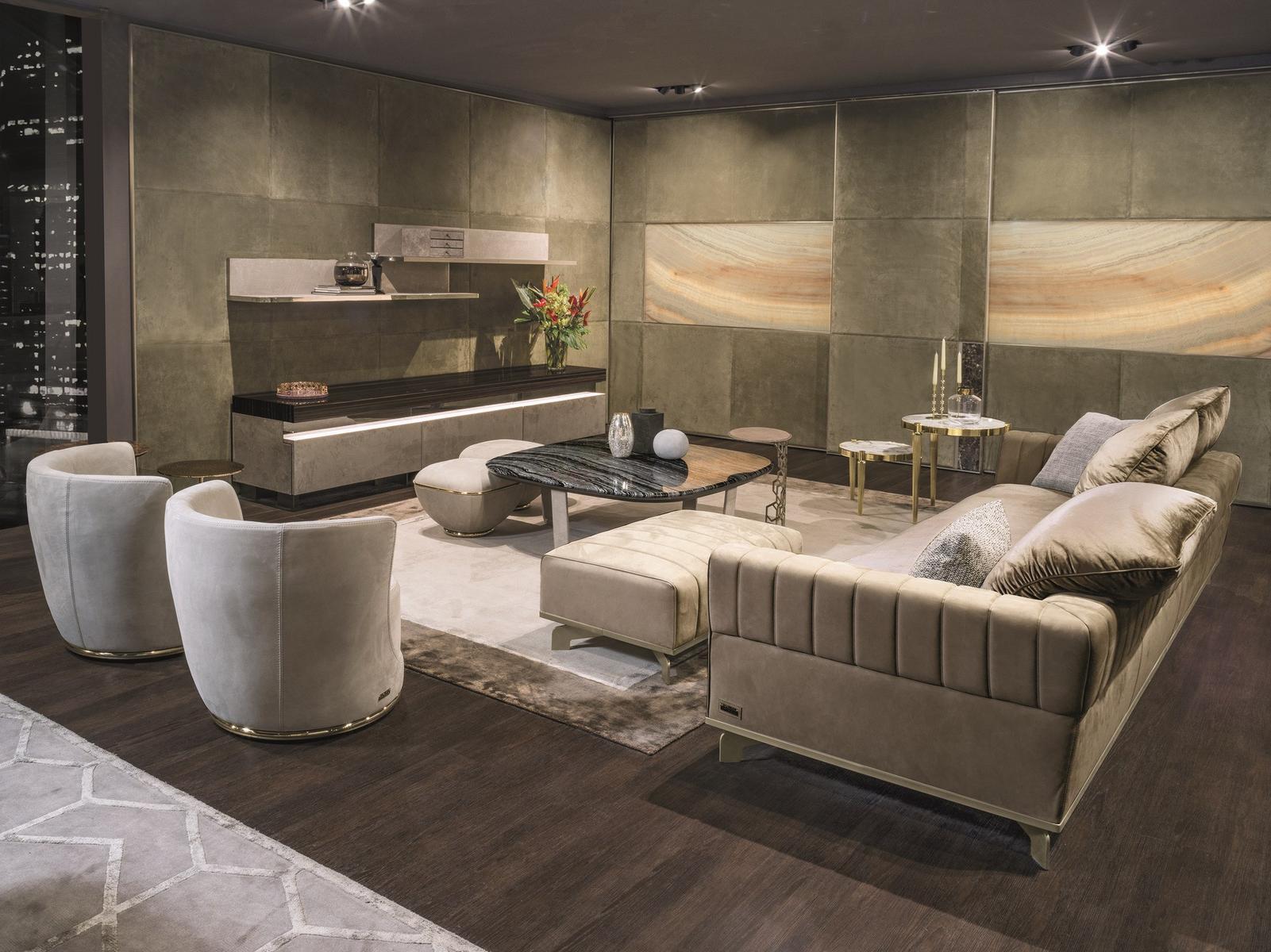 TERRANCE Leather sideboard with doors