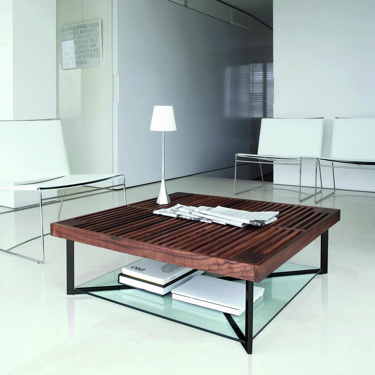 PONTON Low square walnut coffee table