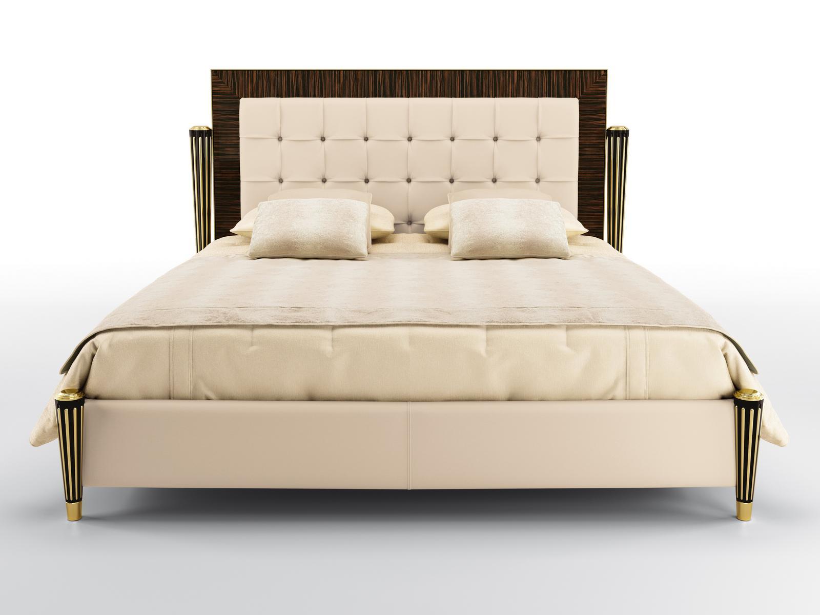 JUNO Leather bed with tufted headboard