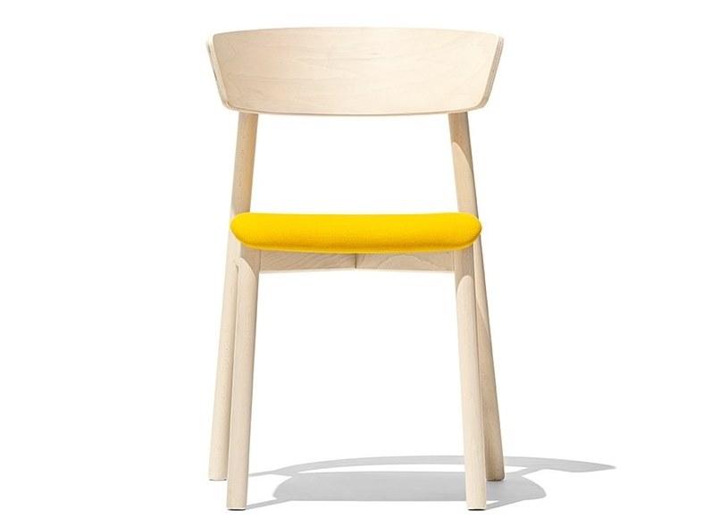 CLELIA Stackable beech chair with integrated cushion