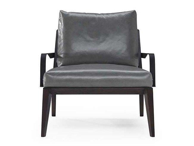 VIAGGIO Leather easy chair with armrests