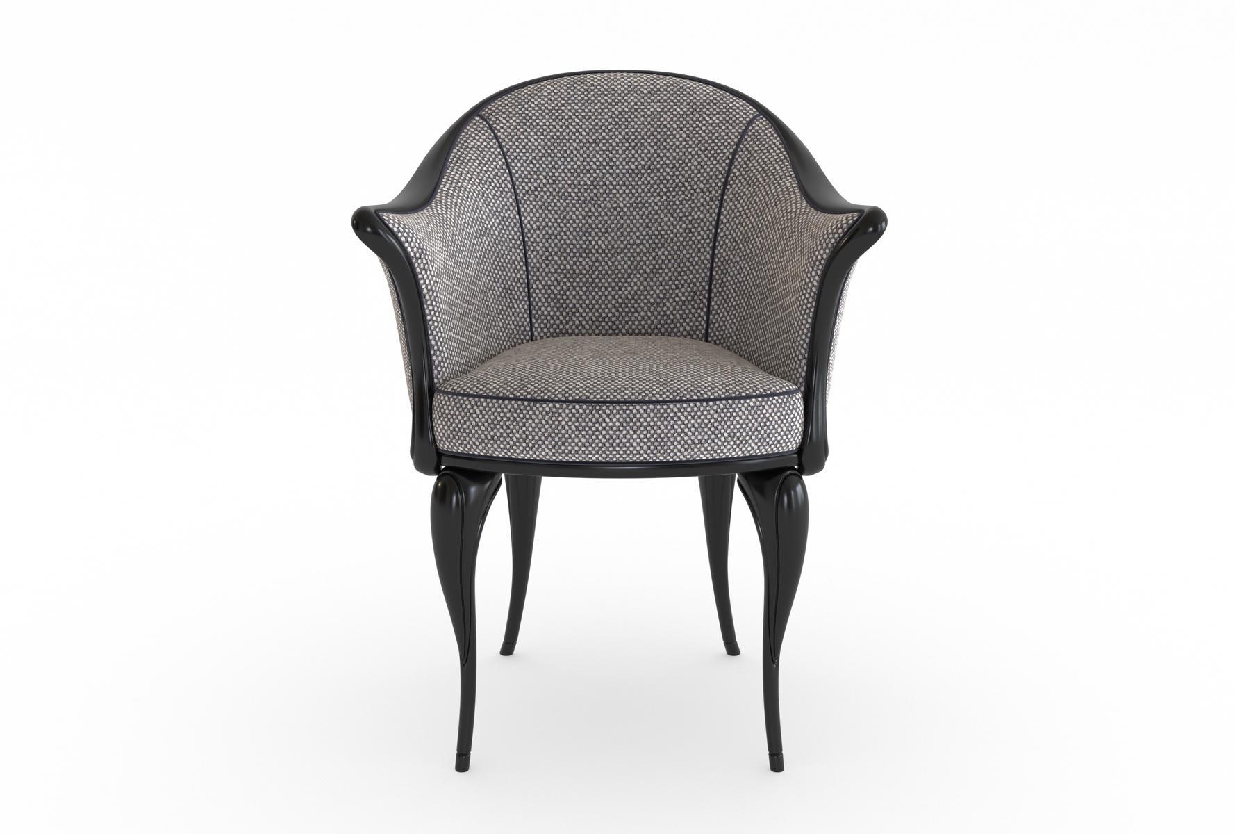 VANESIO Wooden and fabric chair with armrests