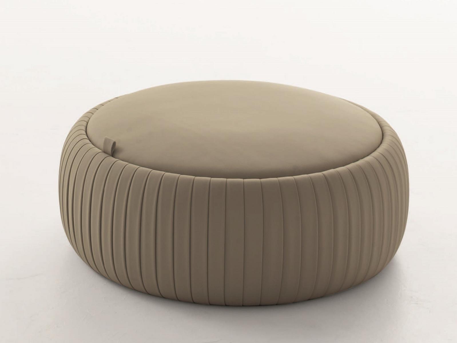 PLISSÈ Storage round Eco-leather pouf