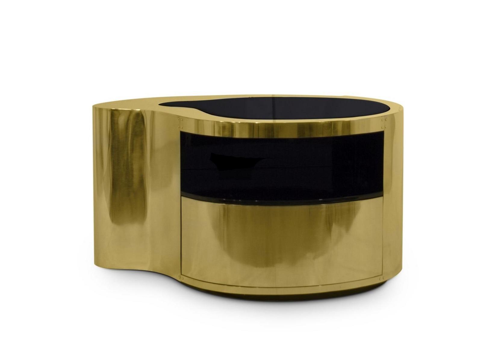 WAVE Copper bedside table with drawers