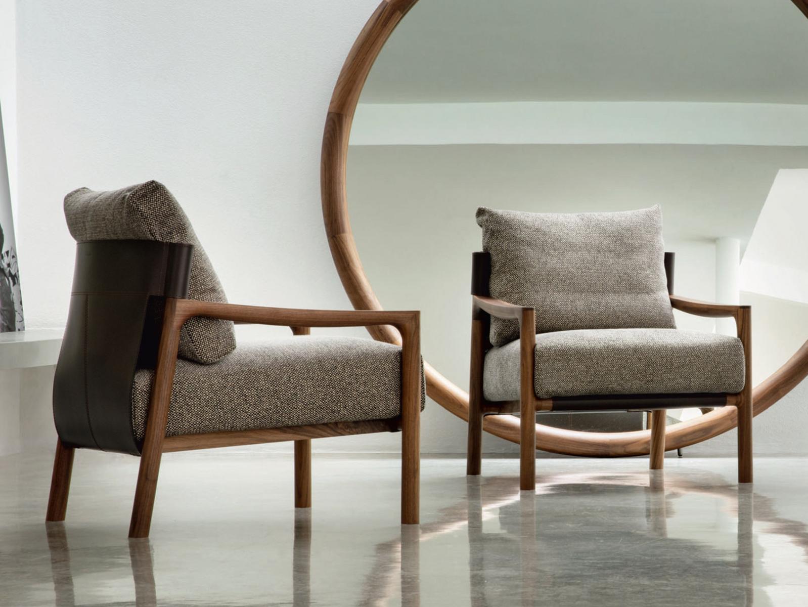 VERA Upholstered fabric armchair with armrests