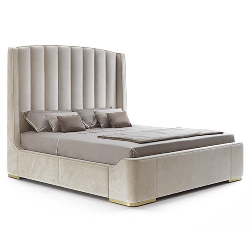 ZAFFIRO Leather bed with upholstered headboard
