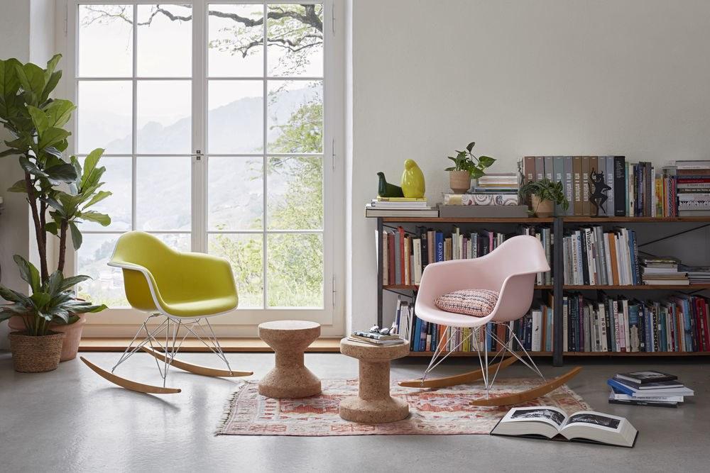 RAR Rocking upholstered fabric chair with armrests