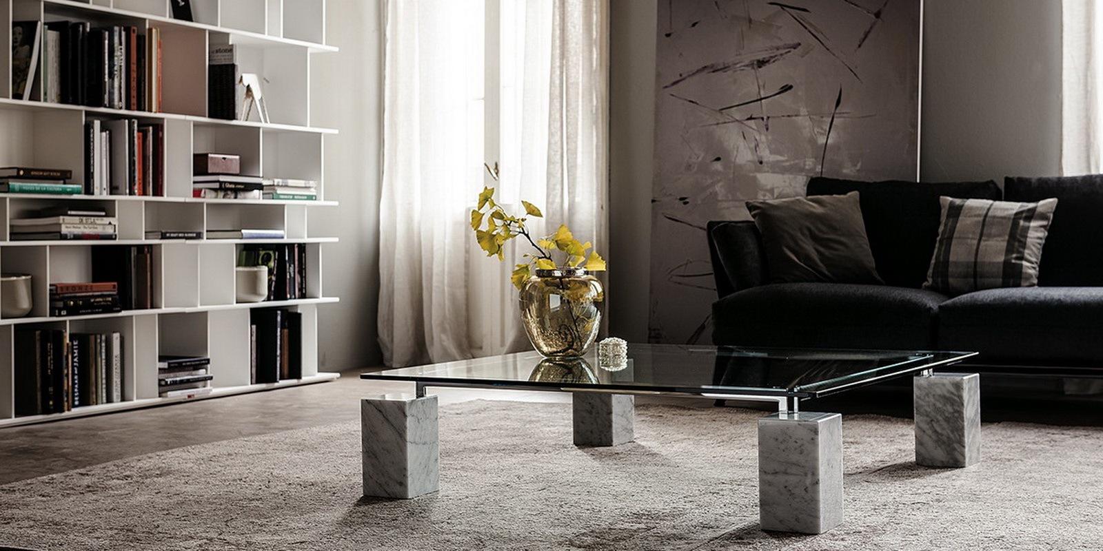 DIELLE Square glass coffee table