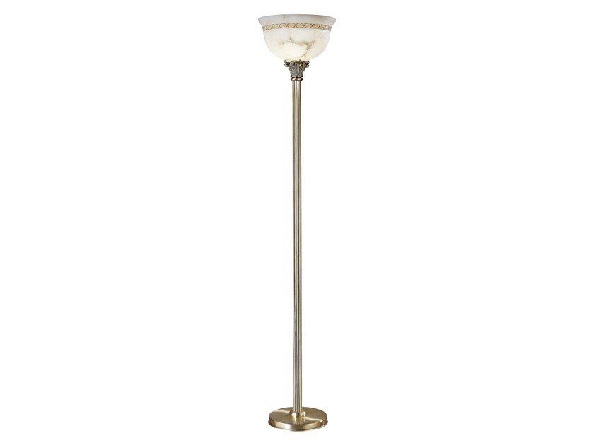 MILA 27089/P Antique Brass floor lamp with alabaster