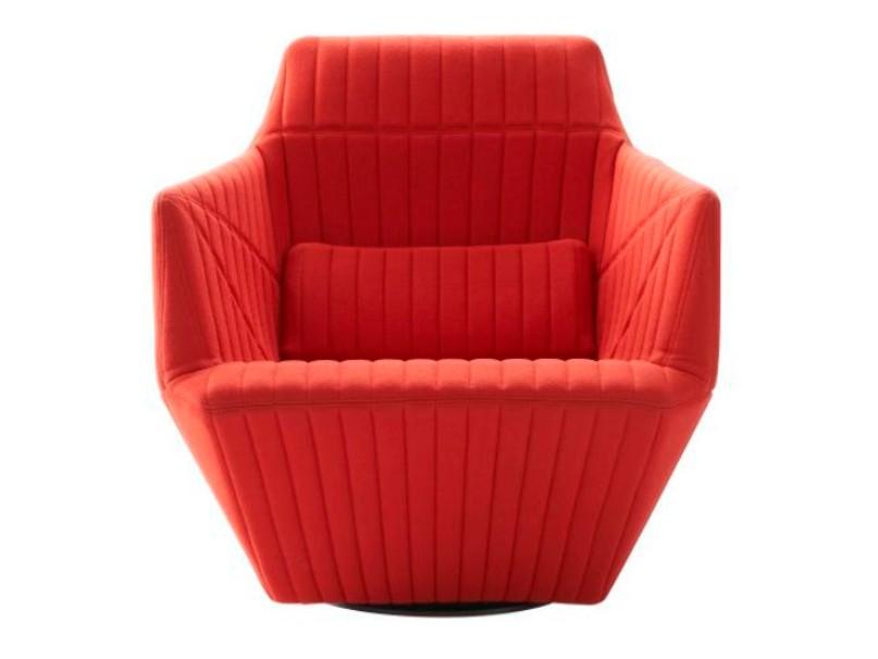 FACETT Swivel fabric armchair with armrests