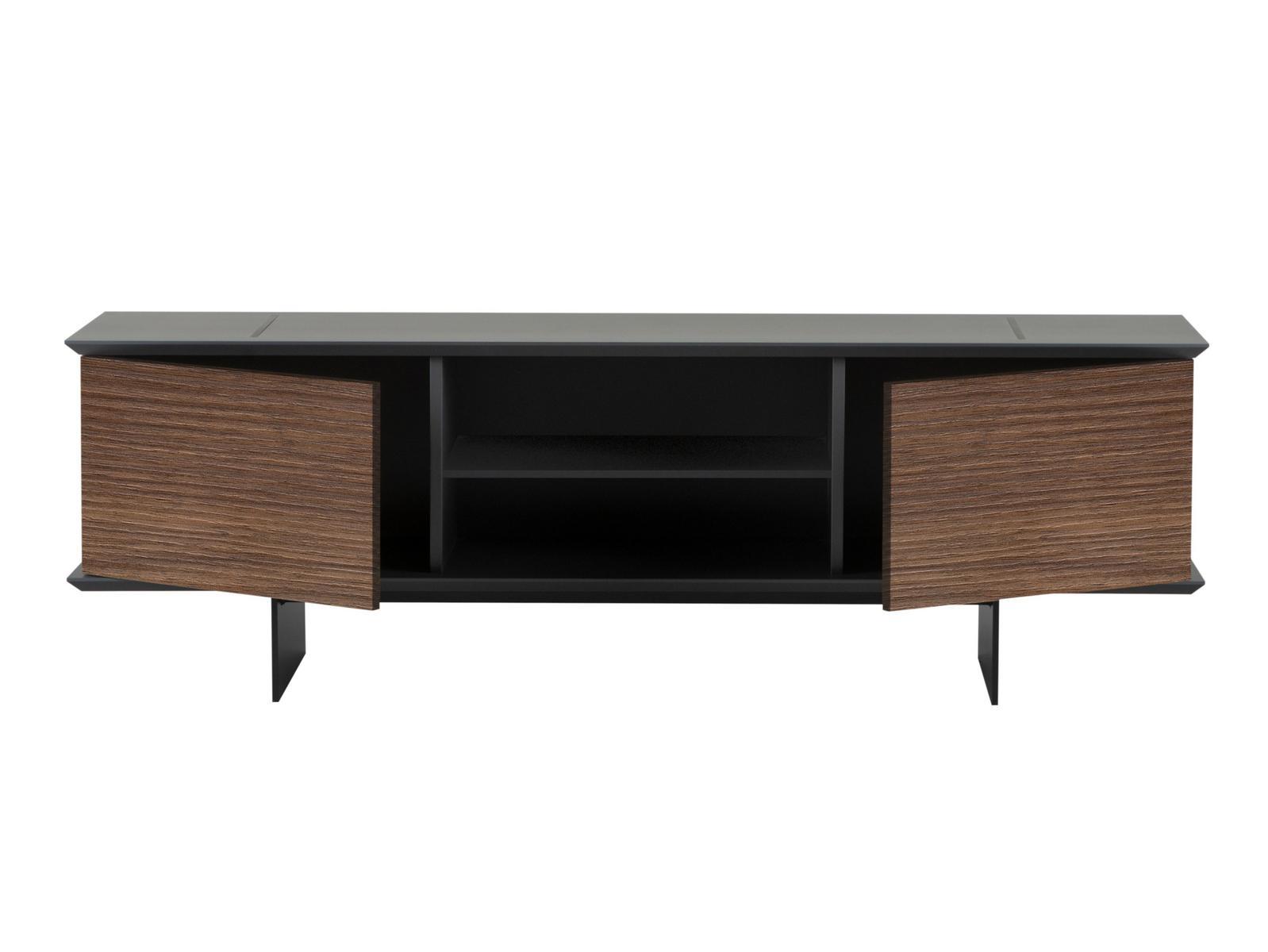 TEO Low walnut TV cabinet with doors
