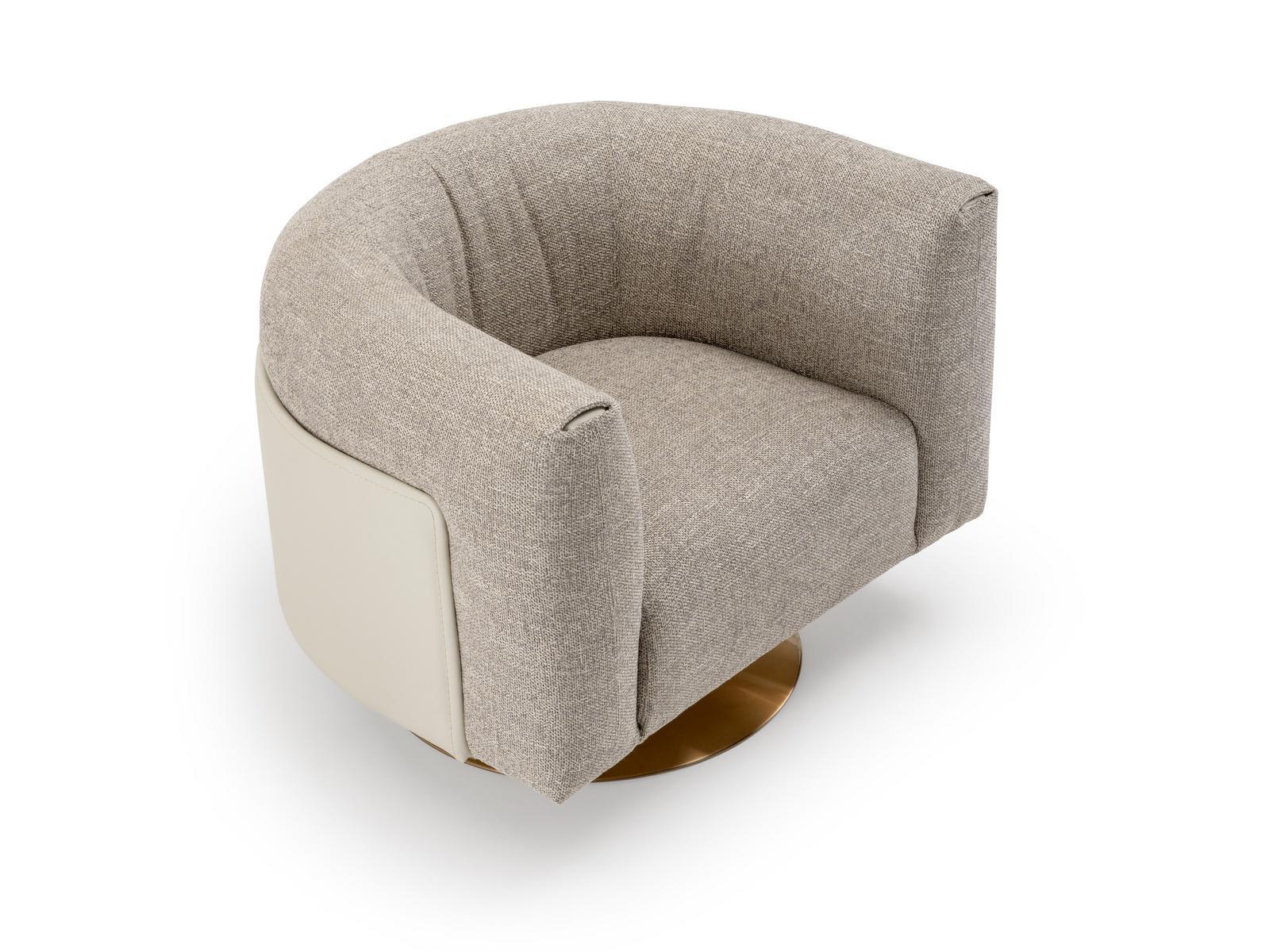 SOUL Swivel fabric armchair with armrests