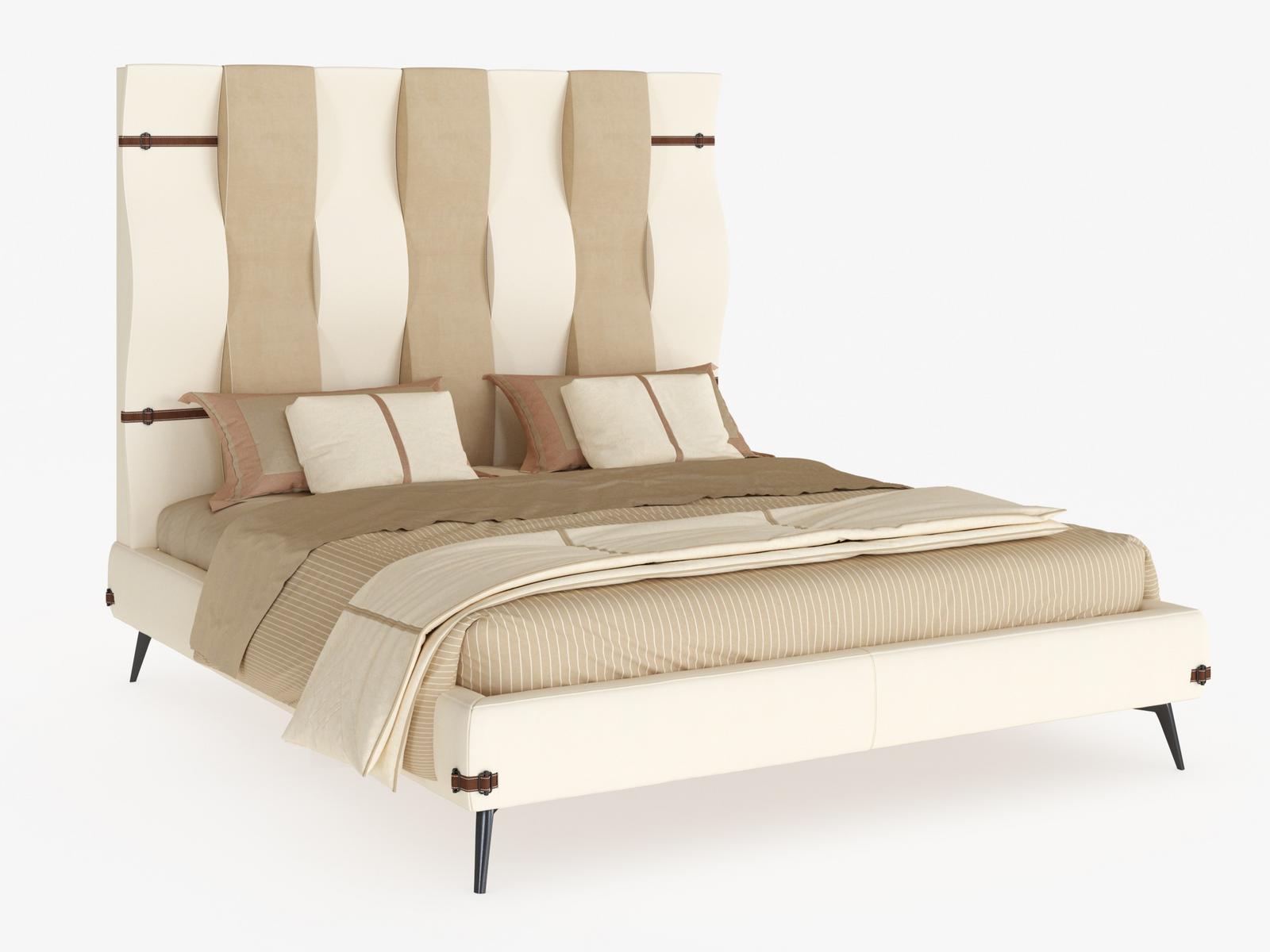 OLA Leather bed with high headboard