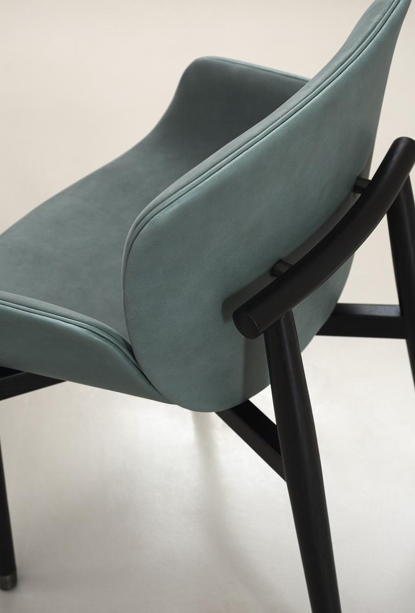 JORGEN Upholstered nabuk chair with armrests