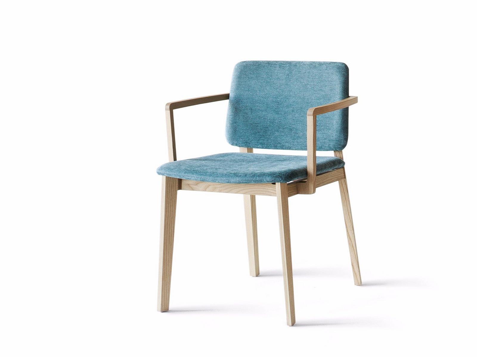 HATI Upholstered fabric chair with armrests