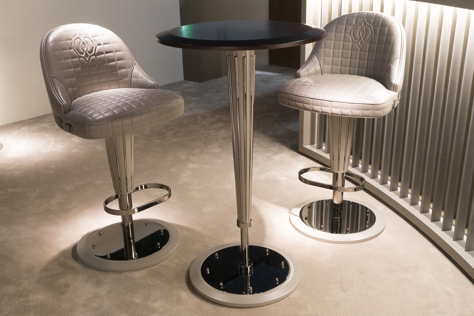 OPHELIA High leather barstool with back