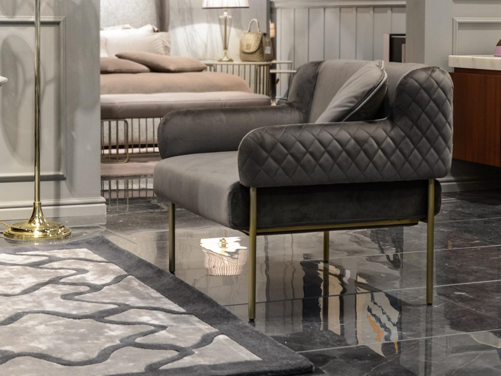 GINEVRA Velvet armchair with armrests