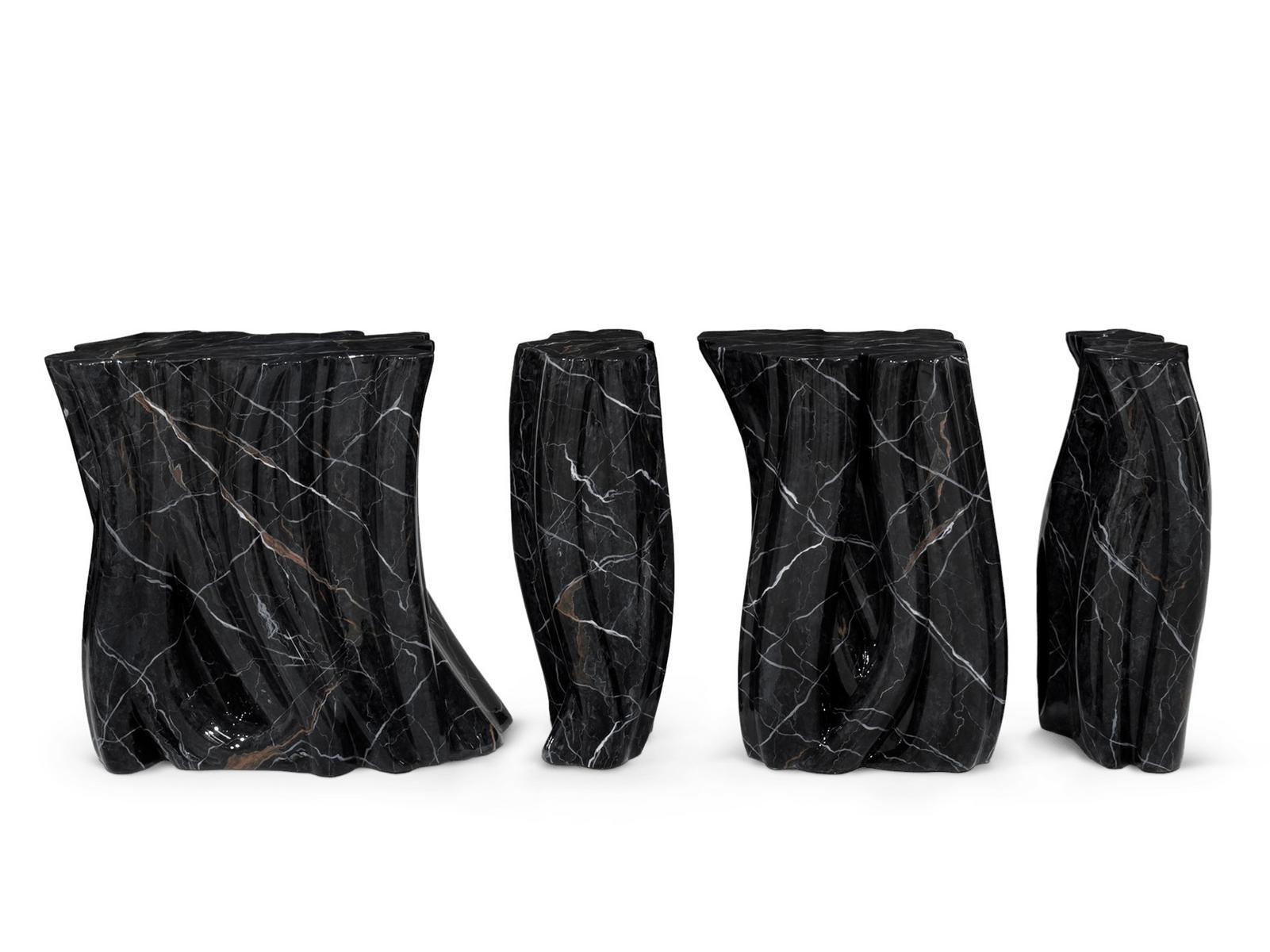 MONOCHROME FAUX-MARBLE Resin console table