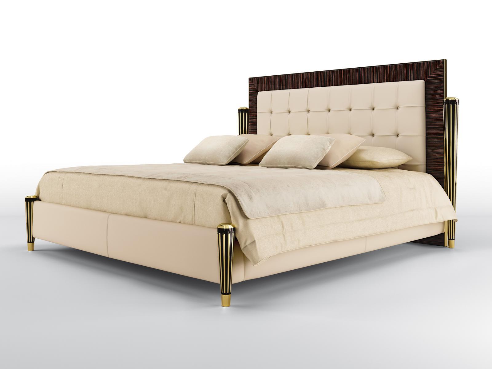 JUNO Leather bed with tufted headboard