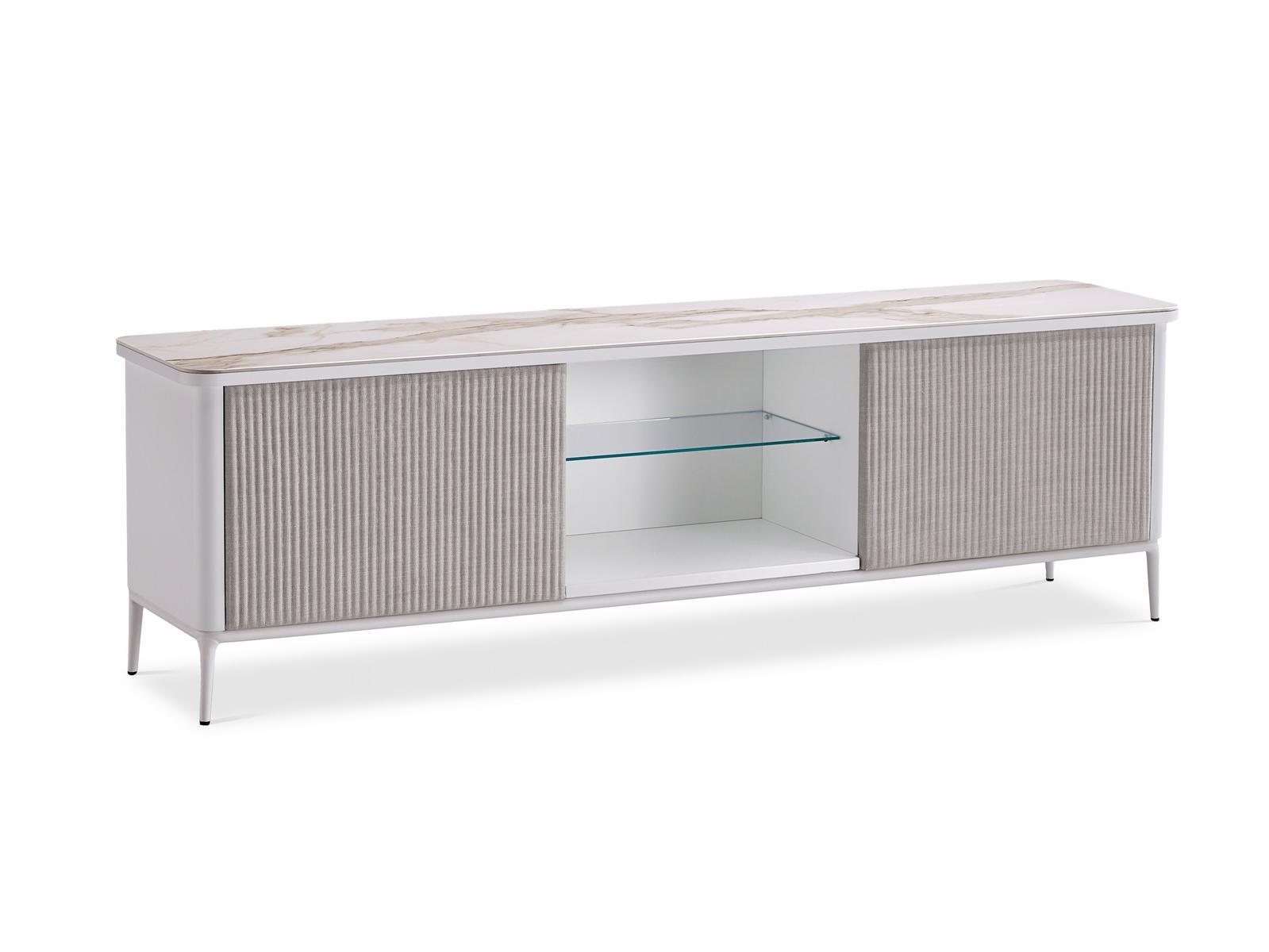 LEA Wooden sideboard with hinged doors and ceramic top