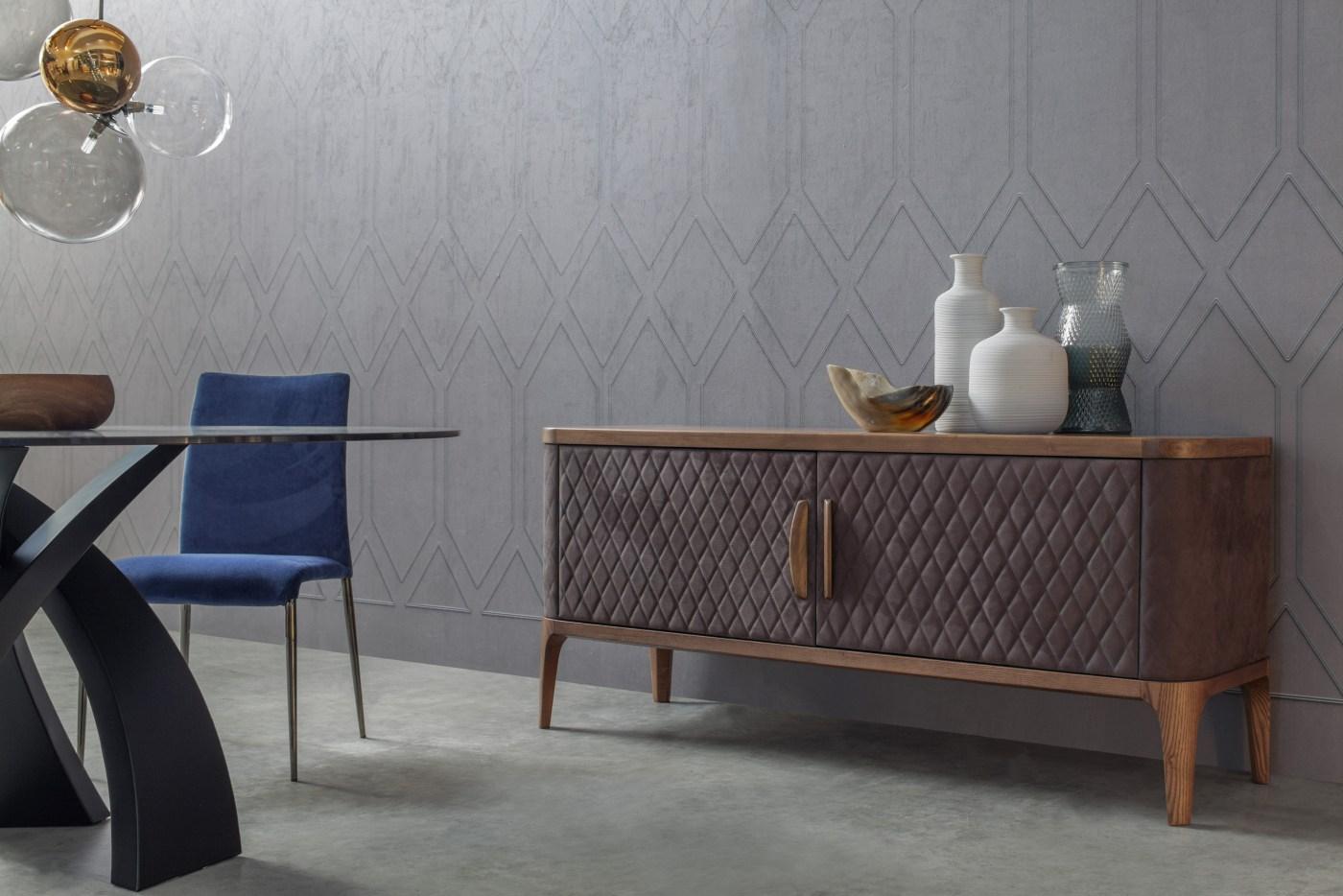 TIFFANY Leather sideboard with doors