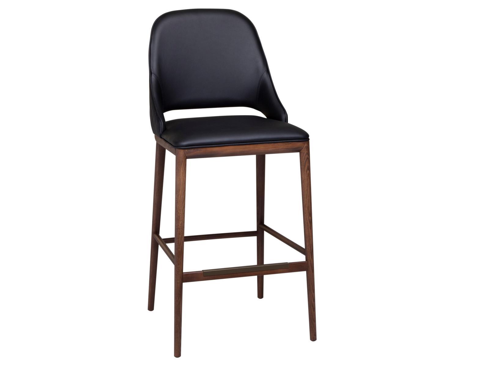 MALVA ÉLITE High stool in leather and walnut base