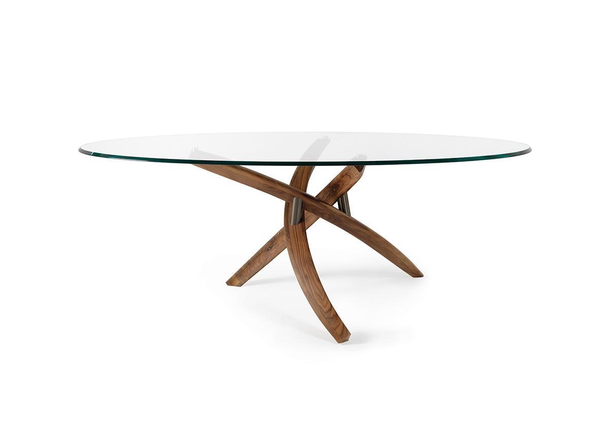 FILI D'ERBA Oval wood and glass dining table