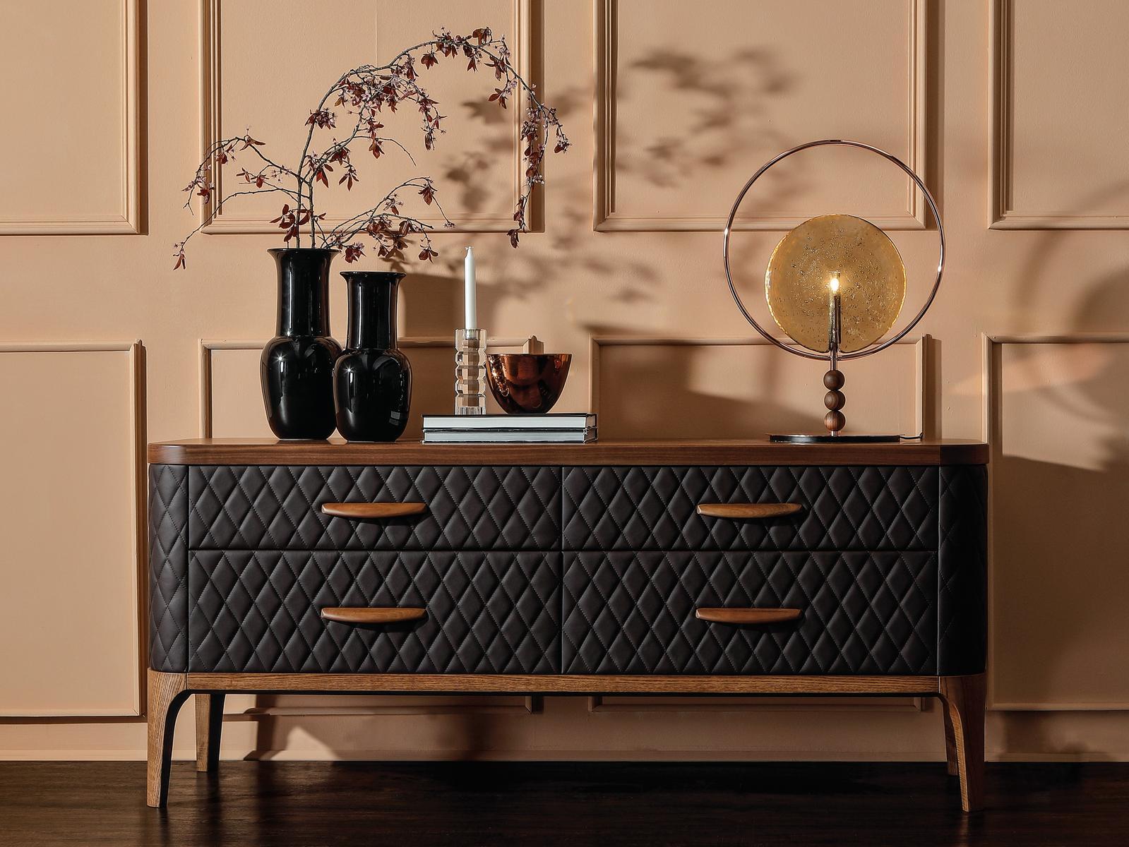 TIFFANY NIGHT Leather sideboard with drawers