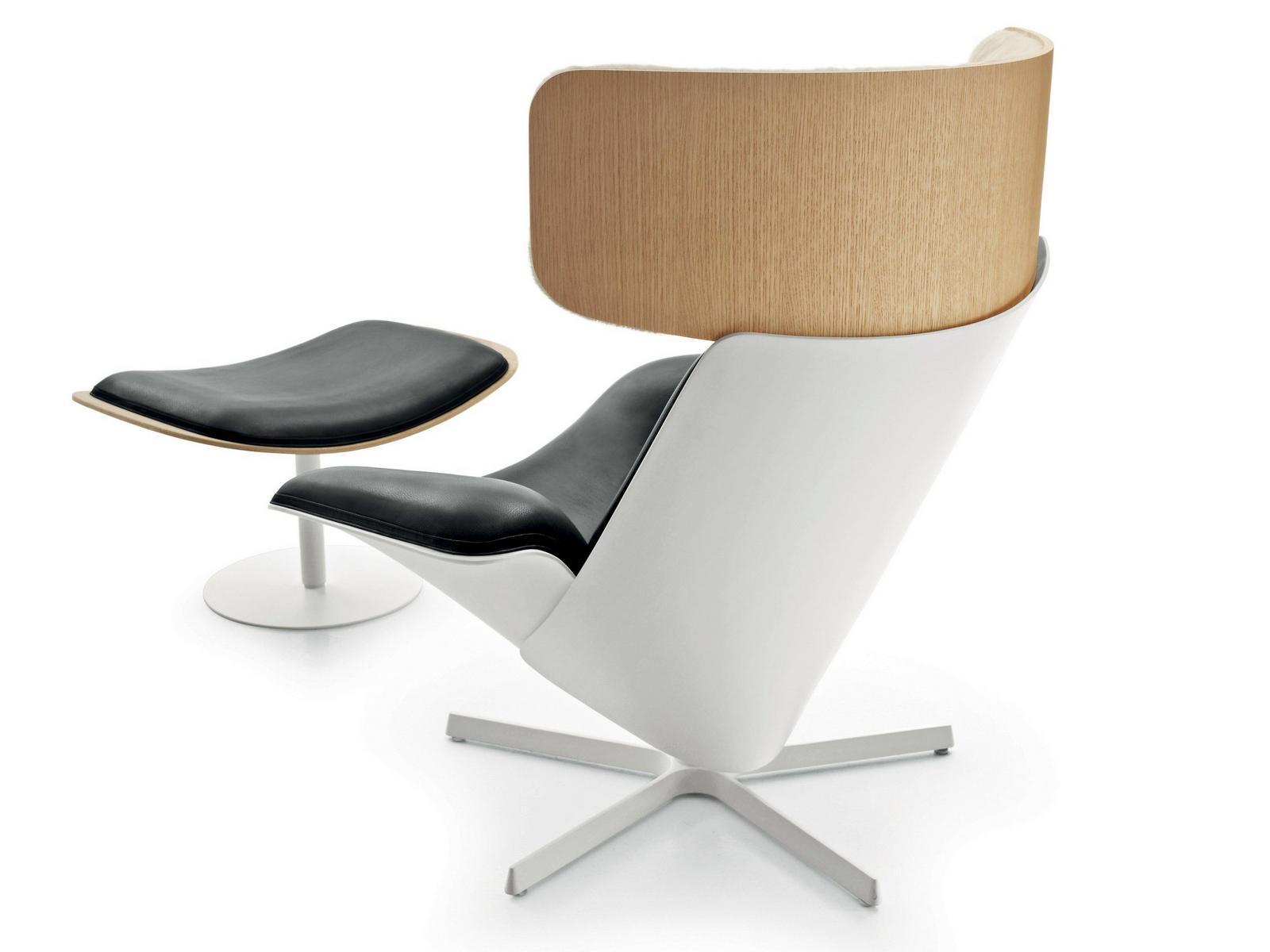 ALMORA Swivel armchair with 5-spoke base with headrest