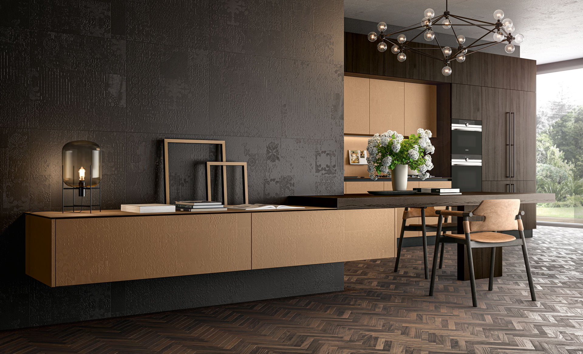 Glass kitchen without handles Lube Cucine Clover