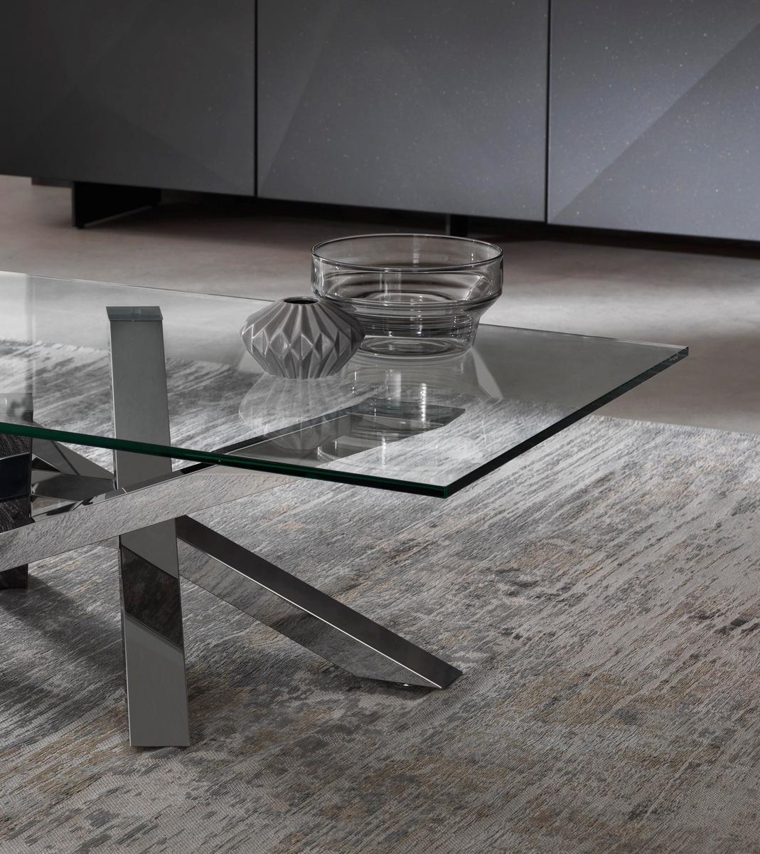 SHANGAI Low wood and glass coffee table