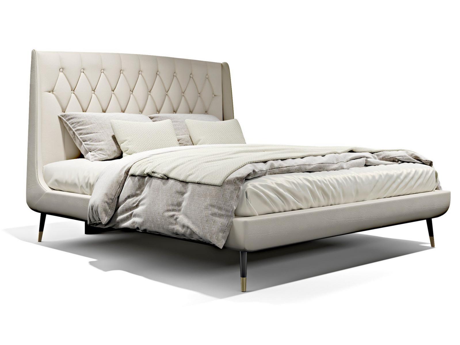 CLAIRE Fabric double bed with tufted headboard