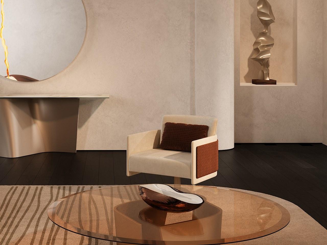 AMET Swivel fabric armchair with armrests