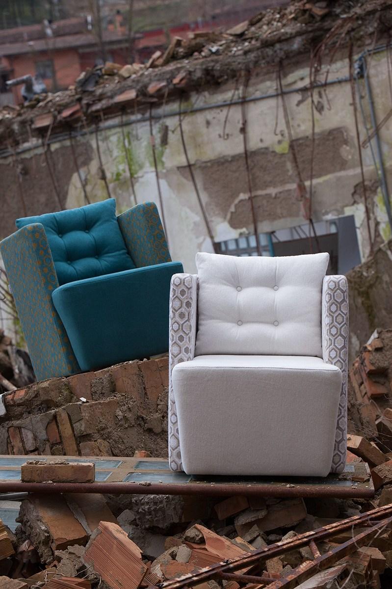 ARTIBELLA Upholstered fabric armchair with armrests