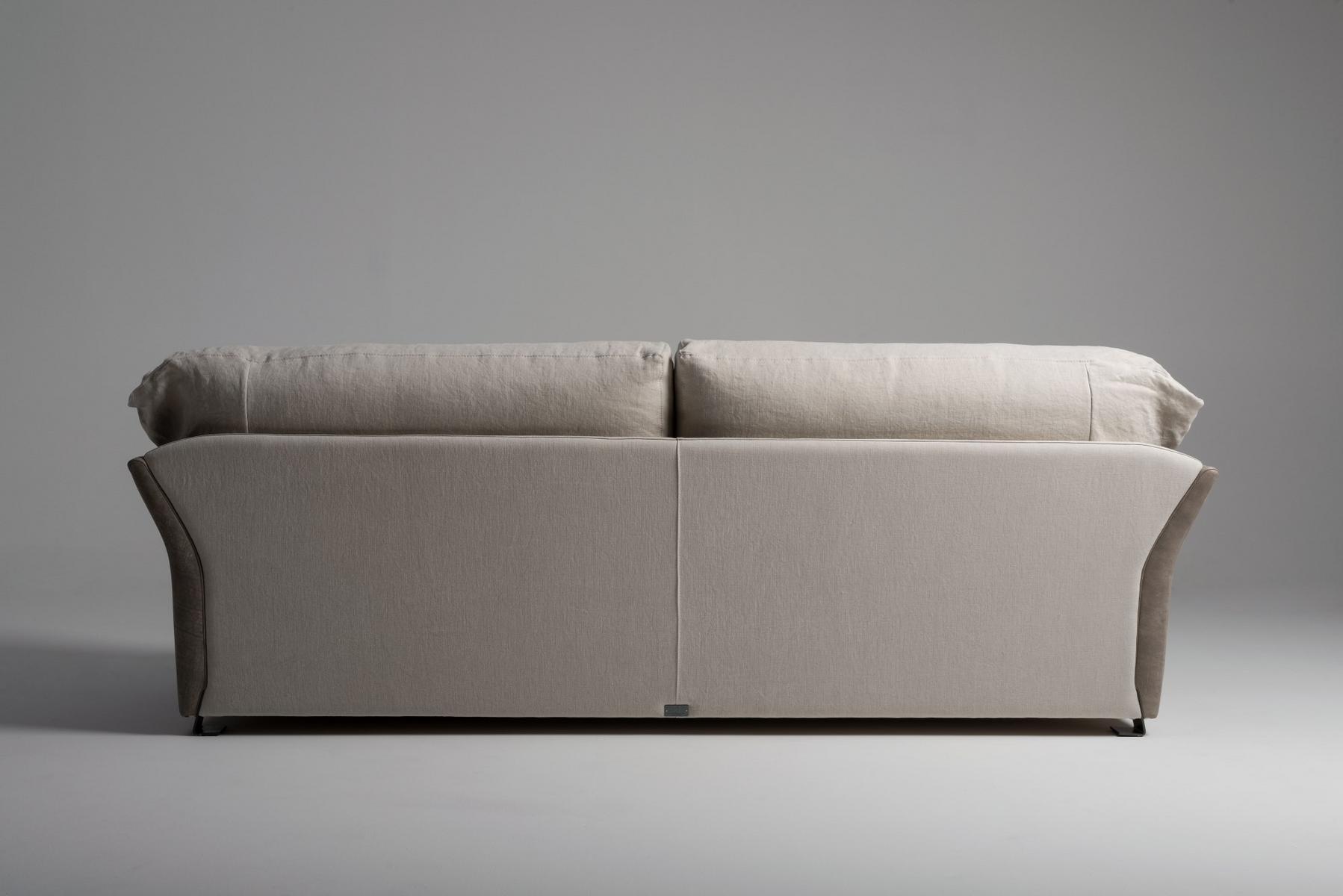 PACO 3 seater linen and leather sofa
