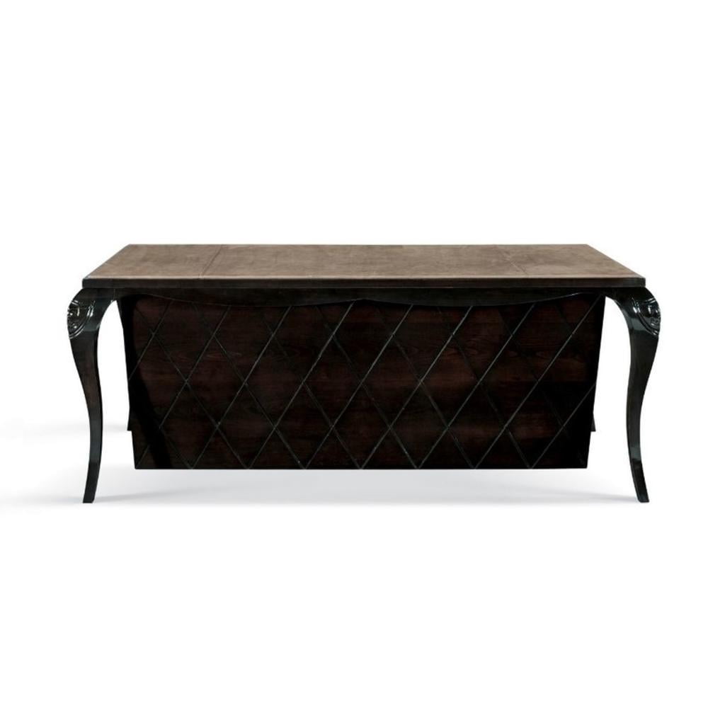 GATSBY Rectangular leather writing desk with drawers