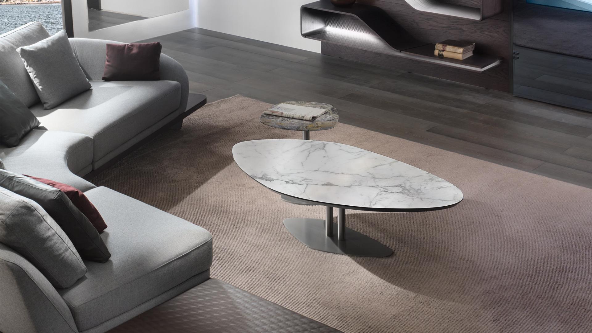 SEVENTY Round glass coffee table for living room