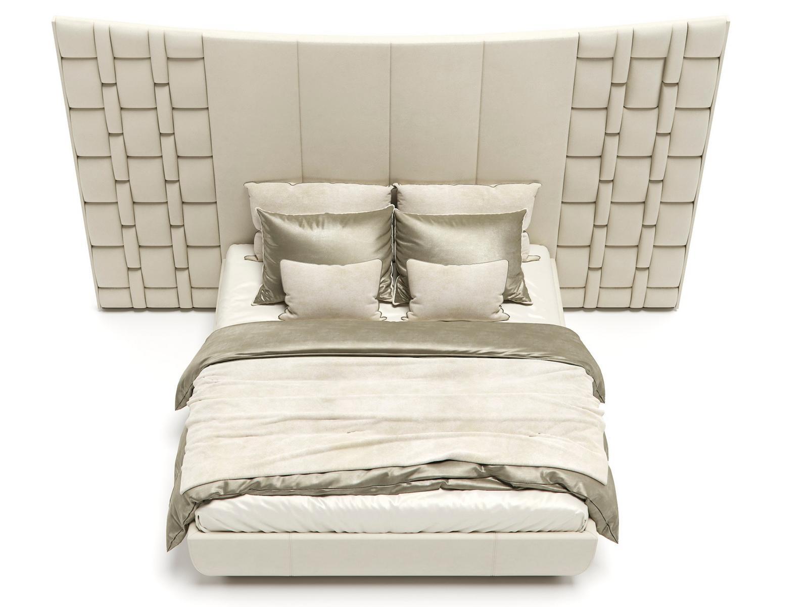 JUBILEE XL Leather king size bed with upholstered headboard