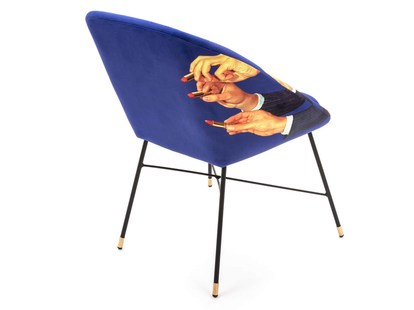 LIPSTICKS Upholstered fabric chair with armrests