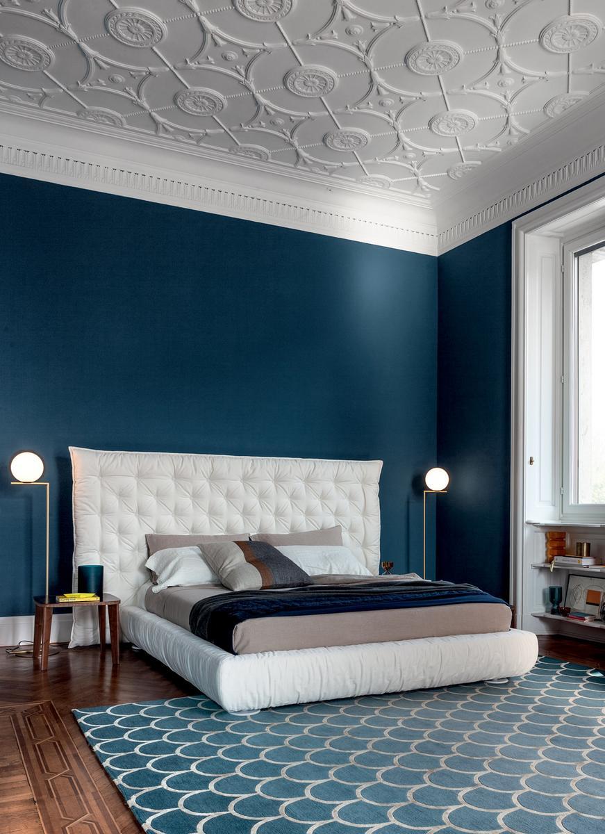 FULL MOON Double bed with upholstered headboard