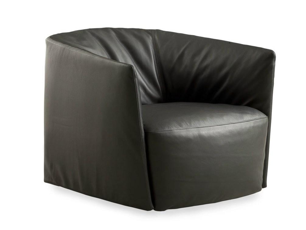 SANTA MONICA Upholstered leather armchair