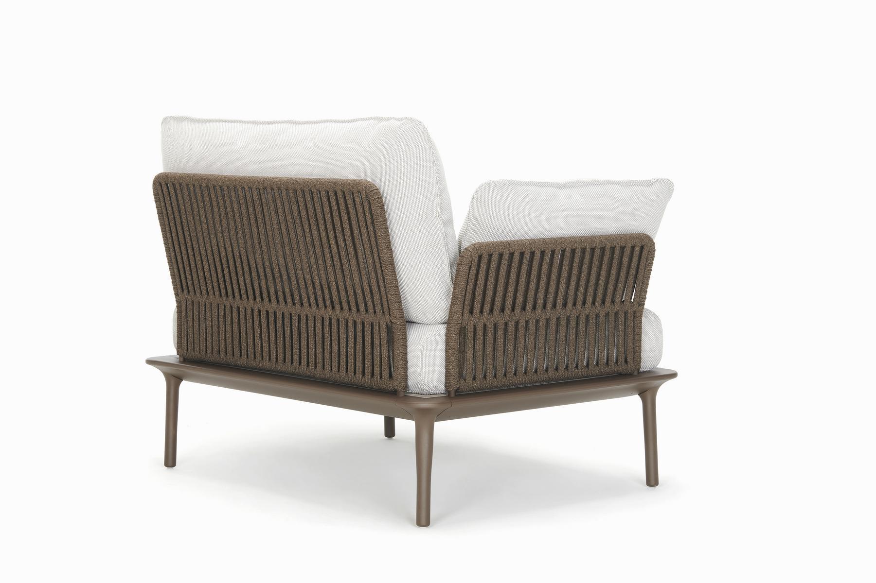 REVA/2_P Aluminium and polypropylene rope garden armchair with arms