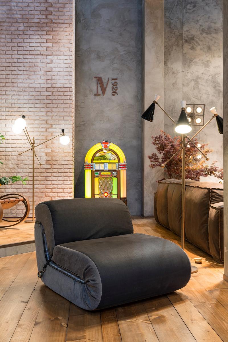 PAPPAGALLE Leather and fabric armchair bed