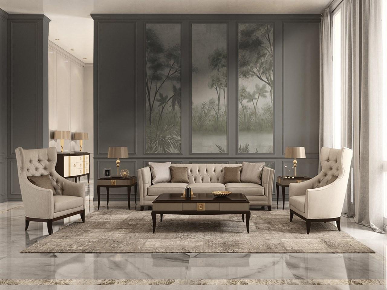 PR.698 Wing fabric armchair with armrests