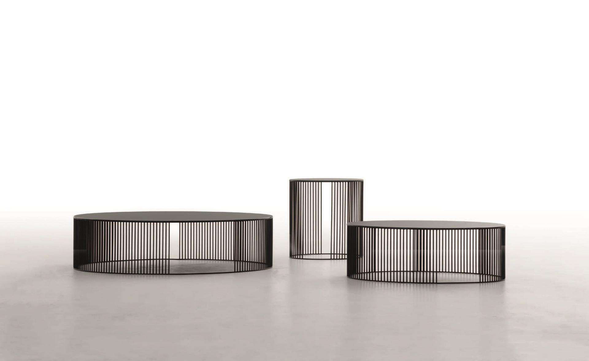 ANDRA Oval metal coffee table with glass top