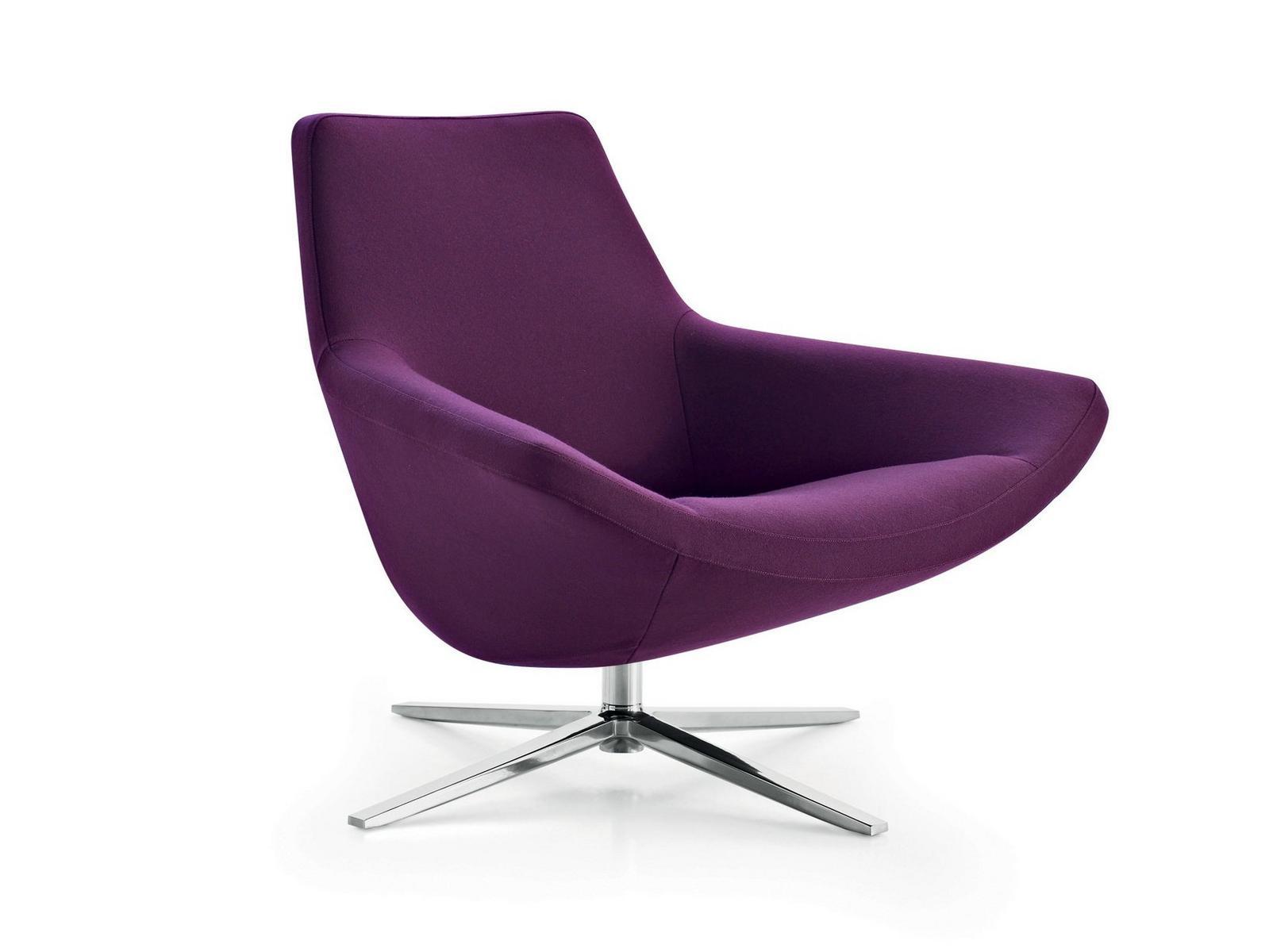 METROPOLITAN '14 Swivel upholstered fabric armchair with 4-spoke base