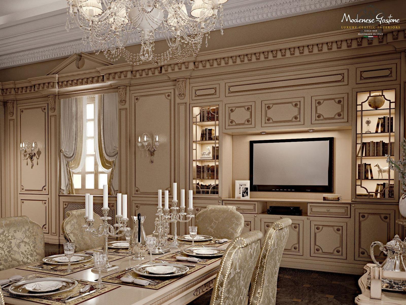 Custom solid wood kitchen with island Modenese Gastone Romantica - Lacquered And Patinated