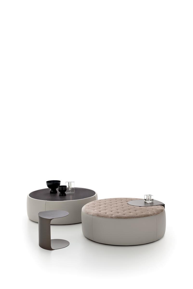 CLIP Tufted upholstered round fabric pouf